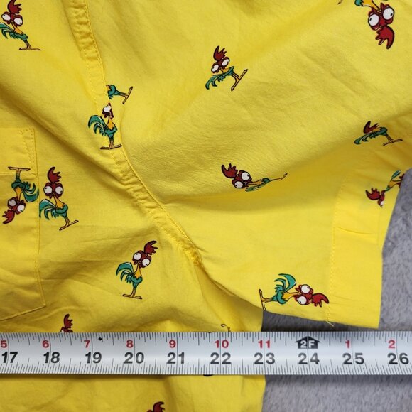 Disney Shirt Mens Large Yellow Hei Hei Rooster All Over Print Moana Button Up - Picture 4 of 8